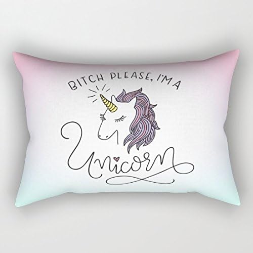 Bitch Please I'm a Unicorn Funny Rectangle Throw Pillows Pillow Covers Decorative 12 x 20 Birthday Gifts for Women