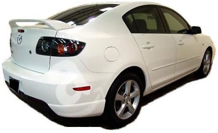 03-09 Mazda 3 4dr Factory Style Spoiler - Painted or Primed : 34K Crystal White Pearl by Aerowerkz