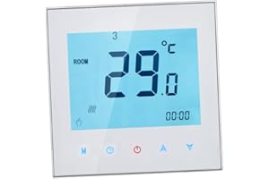 Kavolet Digital Thermostat, 5A 110-230 V Weekly Programmable Room Thermostat LCD Display Touch Screen Room Temperature Controller Water Heating Thermostat for Underfloor Heating Water Heating