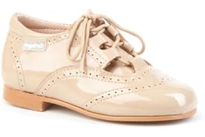 ANGELITOS Zapatos Inglesitos Charol Para Niños Todo Piel Mod.1505. Calzado Infantil Made In Spain, Garantia de Calidad. (27, Camel)