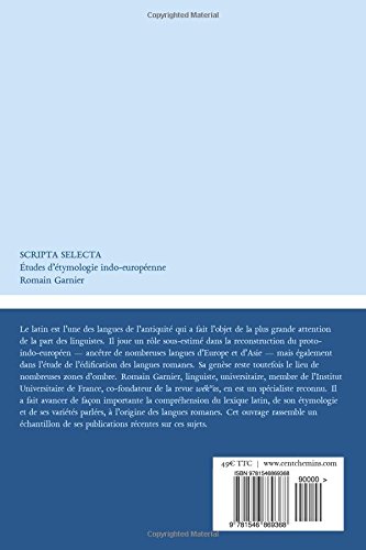 Book's Cover of Scripta Selecta: Études d'étymologie indo-européenne