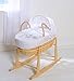 Moses Basket With Mattress, Covers And Natural Rocking Stand Grey Hanging Ted Palm