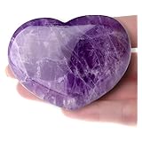 Xiannvxi 45mm 1.8" Amethyst Healing Crystals Heart Stones 100% Natural Crystals Gemstones Polished Love Puff Palm Stones Reiki Crystal Gifts