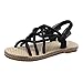 Produktbild Damen Flache Sandalen Open Toe Slip On Schuhe, Selou Sommer Casual Straps Römischen Stil Round Head Strandschuhe Frauen Active Barefoot Elegant Outdoor Trekking Rockabilly Sport Leichte Sneakers