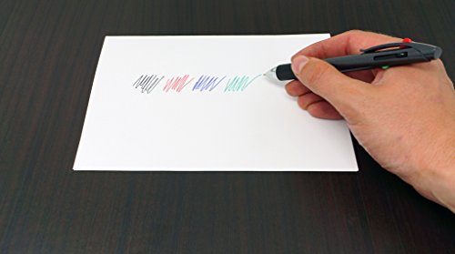 allpremio 4-Farbkugelschreiber Grip Profi schwarz metallic Design, Kugelschreiber mit ergonomisch gummierter Griffzone und Clip | 4 Farben – Blau Schwarz Rot Grün | Leichtlauftinte für komfortables und angenehmes Schreiben (3 Stück) - 5