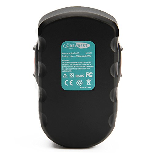 Creabest 18V 3000mAh Ni-MH Ersatz-Werkzeug Akku für Bosch 2607335277 2607335278 2607335535 2607335536 2607335680 2607335695 2607335713 BAT025 BAT160 BAT180 13618 1644K 3860CK 52318 PSB 18 VE-2 GSB 18 VE-2 GSR 18 VE-2 PSR 18 VE-2 - 7