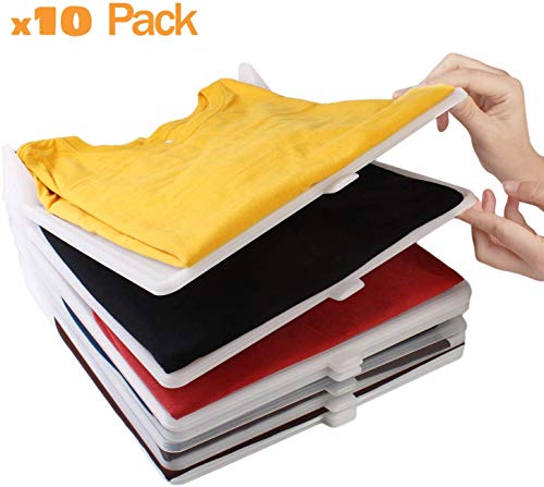 KOARBI Organisateur Tee Shirt, Rangement de vêtements, Placard, armoires. Résistant, Recyclable. Anti-humidité, Anti-Rides. Organiseur t-Shirts, Chemise, commodes, étagères, Placard. 10 Pack