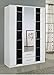 Produktbild Kleiderschrank weiß / schwarz 3 Türen B 136 cm / H 199 cm Schrank Kleiderschrank Wäscheschrank Spiegelschrank Kinderzimmer Jugendzimmer