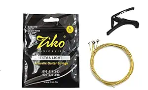 MUSTANG ZIKO ACOUSTIC GUITAR STRINGS SET WITH METAL CAPO FREE