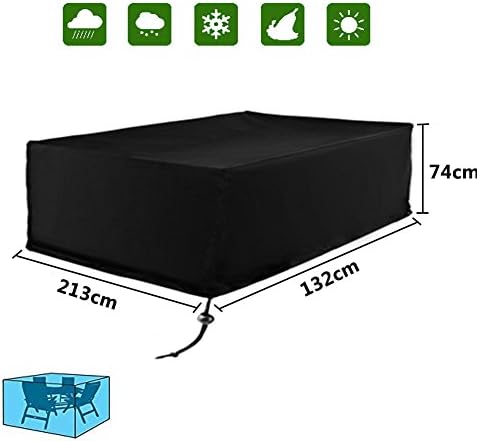 Diossad Patio Protective Furniture Cover Black Waterproof Garden Patio Set Cover Table and Chair Set Cover 213 x 132 x 74cm
