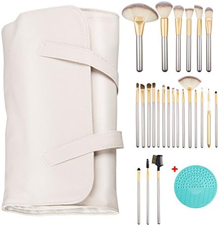 Makeup Brushes Sets 24Pcs Professional Cosmetic Powder Blush Curve Concealer Contour Cream Foundation Blending Eyeliner Eye shadow Eyebrow Soft Bristles Brushes with 1pc Free Brush Cleaner