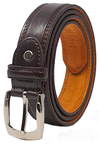 Mens Classic 28mm Leather Lined Suit Belt in Brown - Large (36" - 40")
