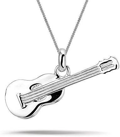 Montebello Sterling Silver 925 Necklace with Pendant Music Instrument Guitar