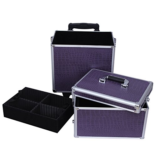 Songmics Kosmetikkoffer Trolley größe XL 2 in 1 croco lila JHZ03P - 8