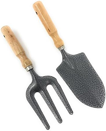 Garden Fork &amp; Trowel With Wooden Handle Set 2 Pieces - Aywav ®