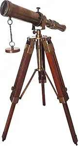 HIGHBIX Vintage Brass Telescope with Tripod Stand Antique Finish Vintage Nautical