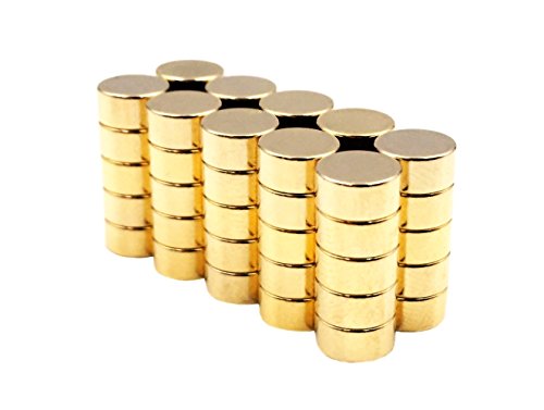 ODEEN® Mini Magnete 50 Stück - NEODYM - ULTRASTARK- 6 x 3 mm – Extra starke kleine Mini-Magnete für Whiteboard, Kühlschrank, Magnettafel, Magnetstreifen, Pinnwand und für die Werkstatt (Gold)