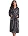 Produktbild Aibrou Bademantel Damen Winter Morgenmantel super weiches flauschiges coral fleece warmer Schlafanzug Nachtwasche aus Flanell Saunamantel Frottee Kleidung, Dunkelgrau, XL - EU(48-50)