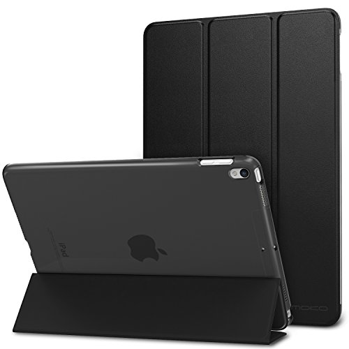 MoKo Hülle für iPad Pro 10.5 Zoll 2017 - PU Leder Tasche Schutzhülle Schale Smart Case mit Translucent Rücken Deckel, mit Auto Schlaf / Wach Funktion und Stanfunktion für Apple iPad Pro 10.5 Tablet, Schwarz