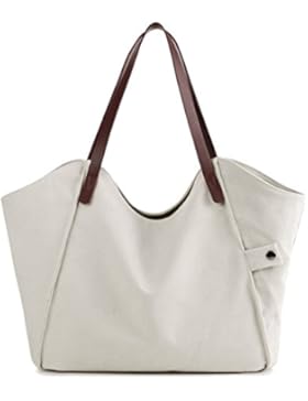 Losmile Damen Leinwand Handtasche Schultertasche Hobo Shopper Strandtasche Handgelenkstasche