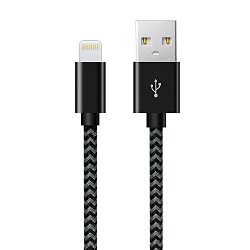 IPhone Cable , Gestop Lightning Cable 1M/3.3FT,  Nylon Braided Cord Lightning Cable Certified to USB Charging Charger for iPhone 7/7 Plus/ 6S/6/SE/5S/5/iPad/ iPod Nano 7[Black White]