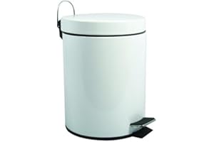MSV - Poubelle Cosmétique Salle de Bain - Acier Inoxydable avec Seau Intérieur Amovible - Poubelle à Pédale Élégante - Compacte et Pratique - Blanc - 5L