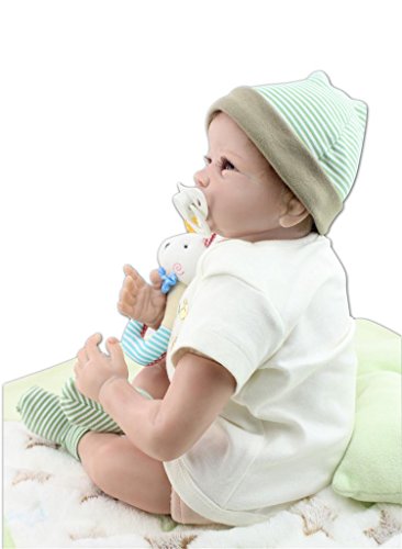 Fachel Reborn Baby Doll realistic baby dollsVinyl Silicone Babies 55cm 22inch Doll Newborn real baby doll Life Like Reborn Pacifier Doll Green dress doll
