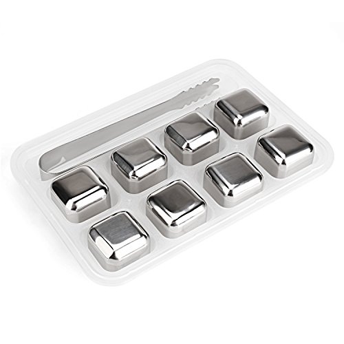 Whisky Steine Ice Cubes Set – Wiederverwendbare Edelstahl Eiswürfel 8er Set Whiskey Rocks Stones von GOSCIEN - 5