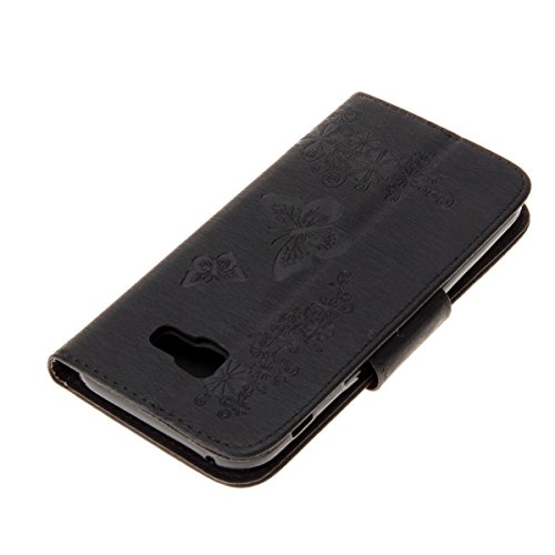 Galaxy A5 2017 Hülle,Samsung Galaxy A5 2017 Blumen Case,JAWSEU Retro Prägung Schmetterling Blumen Muster Kunstleder PU Leder Strap Brieftasche Bookstyle Magnetverschluss Schutzhülle Handytasche Case Cover Etui mit [Ständerfunktion] und [Kartenfächer]für Samsung Galaxy A5 2017+1xSchwarz Glitzer Bling Eingabestift-Schwarz Schmetterling - 5