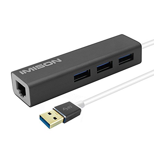 USB 3.0 Hub Netzwerk-Hubs IMISON USB Port Lan Ethernet External Network Adapter Converter Aluminium Unibody for MacBook Pro Air iMAC, Mac Mini, Chromebook Pixel, Surface Pro (grau)