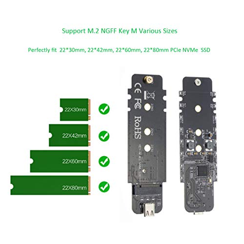 Adwits USB 3 1 UASP a PCIe NVMe M 2 2230 2242 2260 2280 SSD de Alto Rendimiento Adaptador  Carcasa de Caja Externa para WD Black  Samsung 960 970 EVO Pro Unidad de Estado s  lido y m  s  Gris Oscuro