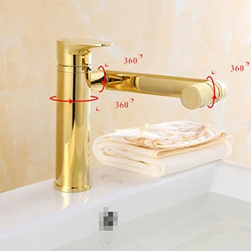 Faucet, Golden All Copper Basin Hot And Cold Tap 360-degree Rotating Faucet ( Size : Small )