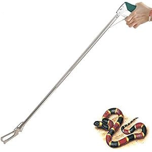 KONKY 47-Zoll Edelstahl Profi Schlangenfänger, Zusammenklappbar Extra Schwer Reptil Grabber Stick Rattlesnake Tongs Outdoor Abenteuer Handling Tool Trash Picker mit Zickzack Breiten Kiefer