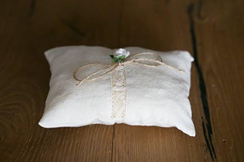 Ring bearer pillow for wedding cushion wedding rings cotton cloth lace and burlap bow to fasten the rings