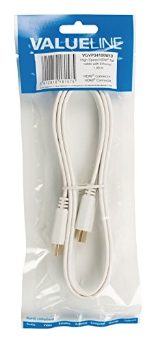 Valueline VGVP34100W100 High-Speed-HDMI-Flachkabel mit Ethernet (Stecker auf Stecker, 10m) weiß - 4