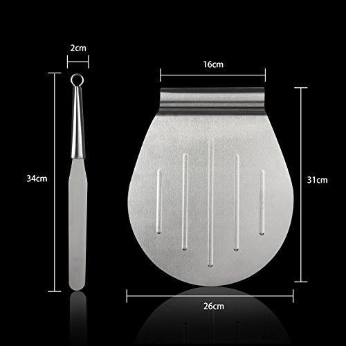 YaFex Tortenheber Kuchenheber Set und Konditormesser Streichmesser Pizzaheber Edelstahl mit Griff, Tortenheber von 31.5 x 26cm, Streichmesser 31.5x 2.4cm - 2