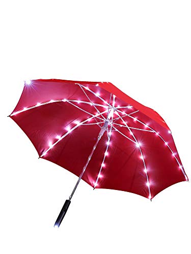 Preisvergleich Produktbild grau.zone Led Regenschirm Sternenhimmel Rot mit eingearbeiteter Taschenlampe