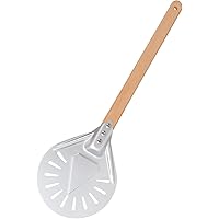 testyu Perforierter Pizzaschieber, 7 Zoll Pizza Paddle, Pizzaschaufel Aluminium mit Abnehmbar Holz Griff Pizzaschieber für Pi