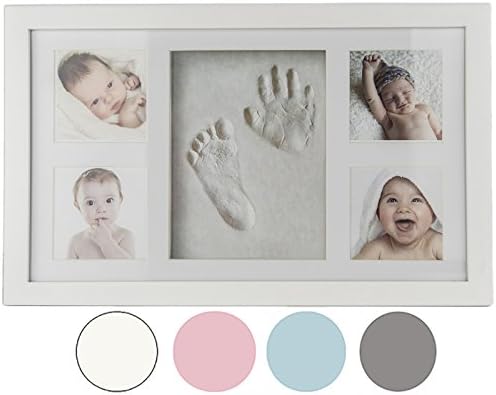Precious Prints Baby Clay Hand &amp; Foot Print Kit With Photo Frame For 4 Pictures - Available In Black or White