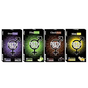 NOTTY BOY Ultra Thin Banana, Green Apple, Chocolate Flavour And Extra Time Condom For Men ? (4x10s)