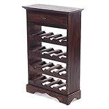 Ein Regal viele Einsatzmöglichkeiten. Dieses Flaschenregal mit praktischer Funktionalität, ideal einsetzbar in Wohn- und Esszimmer, Küche oder Weinkeller. Die praktische Schublade und die Ablagefläche oben drauf lassen es auch im Flur als Konsolentisch oder Empfangsablage eine gute Figur machen.
