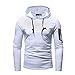 Produktbild Challeng Herren Kapuzenpullover,Herren Shirt Zip Patchwork Herbst Sweatshirt Langarm Blouse Heißer Verkauf (XL, Weiß)