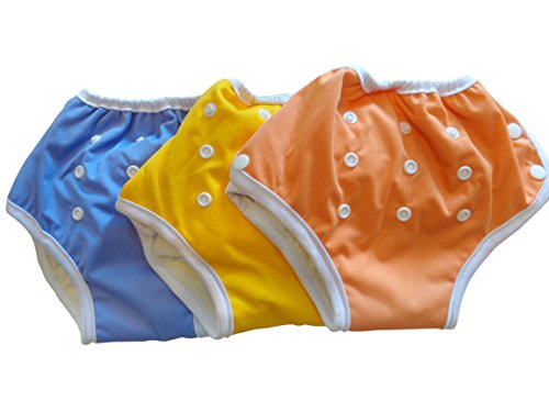 Three Little Imps Button Up Toddler Training Pants-Set of 3 Yellow,Purple,Orange
