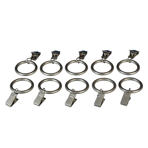 Liedeco Gardinenringe für Gardinenstangen mit Klammer Landhaus, ø 16 mm, 10 Stk schwarz - 2