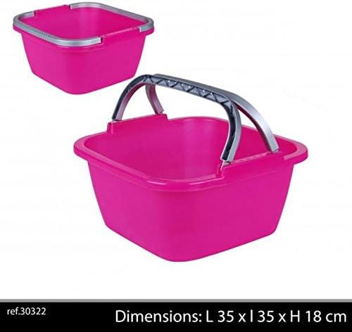 High Grade 13 Litre Large Square Plastic Washing Up Bowl Basin With Handle Mocha, White and Pink (Pink (30322))