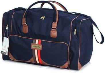 Fashion Essentials -PU trim section with two zipped side pockets Cargo Holdall Duffle Bag (navy)