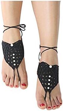 GYJUN Women's Solid Crochet Cotton Barefoot Sandals Jewelry Ankle Anklet , one size