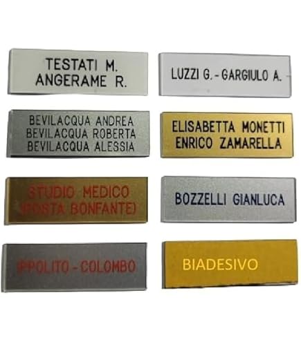 TARGHETTA citofono TRASPARENTE CON BIADESIVO TARGA 1,5x5,5 cm spesso 1mm 1-2-3 RIGHI PLASTICA INCISIONE COMPRESA stampatello FUORIPORTA (3 RIGHI