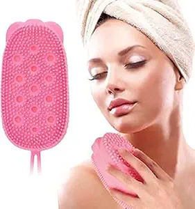 HIPTAGE Silicone Bath Body Brush Exfoliating Massage Silicone Loofah Body Scrubber, Silicone Shower Sponge, Double Sided Rubber Scrub Body Brush for Baby Kids Men Women - Multicolor