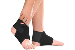QCHOMEE 1 Pair Girls Boys Ankle Support Brace Compression Neoprene Ankle Strap Foot Wrap Protector for Strains Sprains Arthritis Ankle Tendon Pain Relief Exercises, Basketball,Ski, Cycling,Running